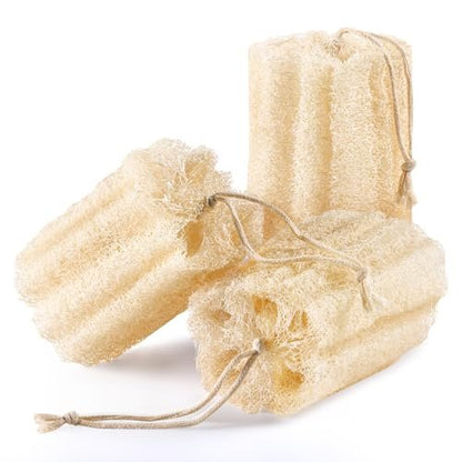 RIYNIBIY 3-Pack Egyptian Natural Loofah Exfoliating Body Scrubber - Real Luffa Sponge for Face, Back & Body