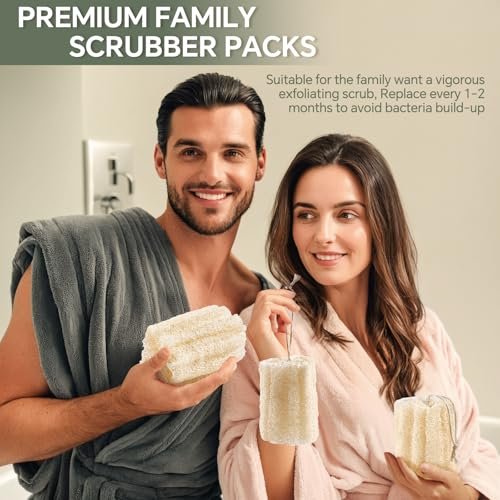 RIYNIBIY 3-Pack Egyptian Natural Loofah Exfoliating Body Scrubber - Real Luffa Sponge for Face, Back & Body - görsel 12