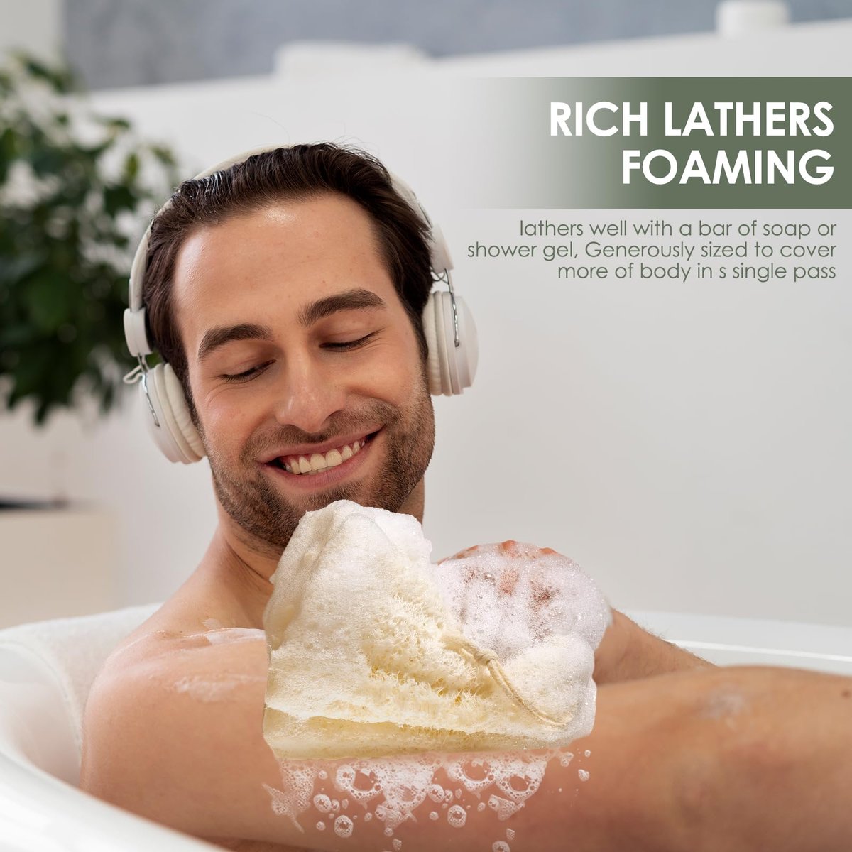 RIYNIBIY 3-Pack Egyptian Natural Loofah Exfoliating Body Scrubber - Real Luffa Sponge for Face, Back & Body - görsel 7