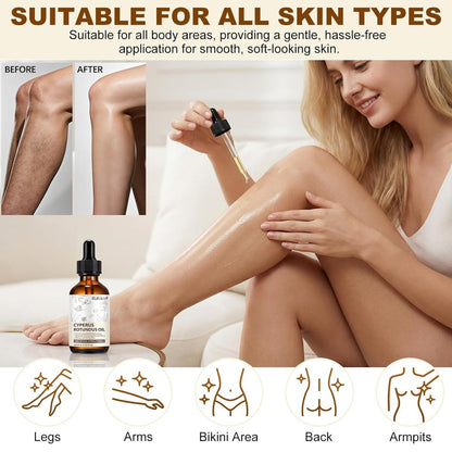 Rulviou Cyperus Rotundus Oil – Natural Hair Removal Oil for Reduced Body Hair Growth, Gentle for All Skin Types, 2 fl oz