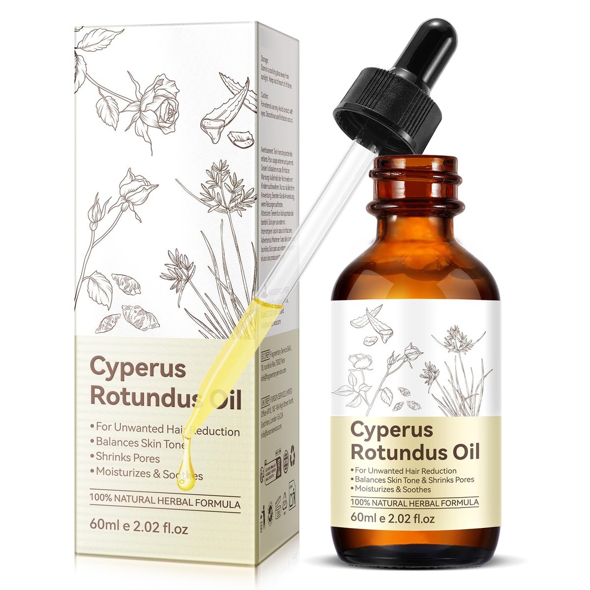 Rulviou Cyperus Rotundus Oil – Natural Hair Removal Oil for Reduced Body Hair Growth, Gentle for All Skin Types, 2 fl oz - görsel 15