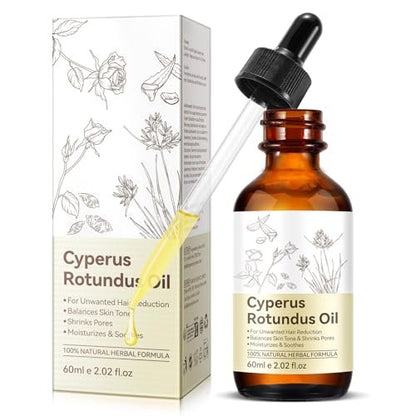 Rulviou Cyperus Rotundus Oil – Natural Hair Removal Oil for Reduced Body Hair Growth, Gentle for All Skin Types, 2 fl oz