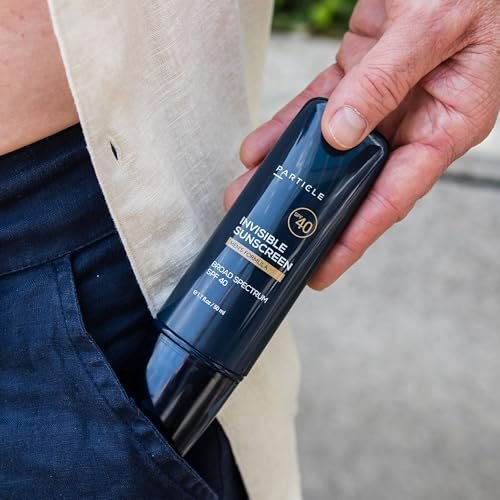 Particle Invisible Sunscreen SPF 40 – Men's Transparent Lotion with Vitamin E, Lightweight & Non-Greasy, Beard Friendly, 1.7 FL OZ Avelisse