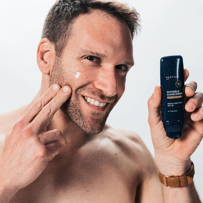 Particle Invisible Sunscreen SPF 40 – Men's Transparent Lotion with Vitamin E, Lightweight & Non-Greasy, Beard Friendly, 1.7 FL OZ Avelisse