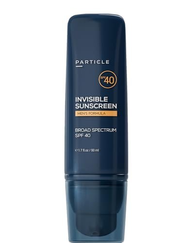 Particle Invisible Sunscreen SPF 40 – Men's Transparent Lotion with Vitamin E, Lightweight & Non-Greasy, Beard Friendly, 1.7 FL OZ Avelisse