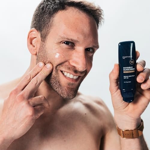 Particle Invisible Sunscreen SPF 40 – Men's Transparent Lotion with Vitamin E, Lightweight & Non-Greasy, Beard Friendly, 1.7 FL OZ Avelisse