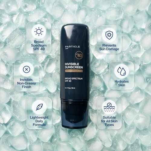 Particle Invisible Sunscreen SPF 40 – Men's Transparent Lotion with Vitamin E, Lightweight & Non-Greasy, Beard Friendly, 1.7 FL OZ Avelisse