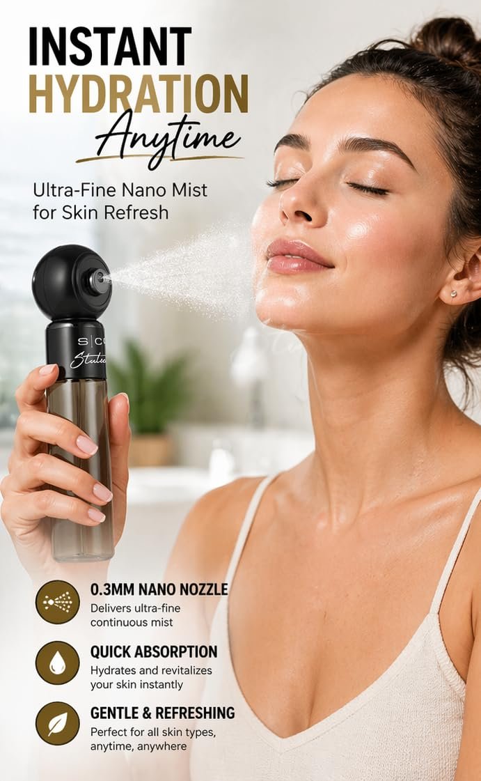 Stylecraft Studio High-Pressure Atomization Cordless Mini Nano Mister - USB-C Rechargeable for Barbers, Salons, and Home Use Avelisse
