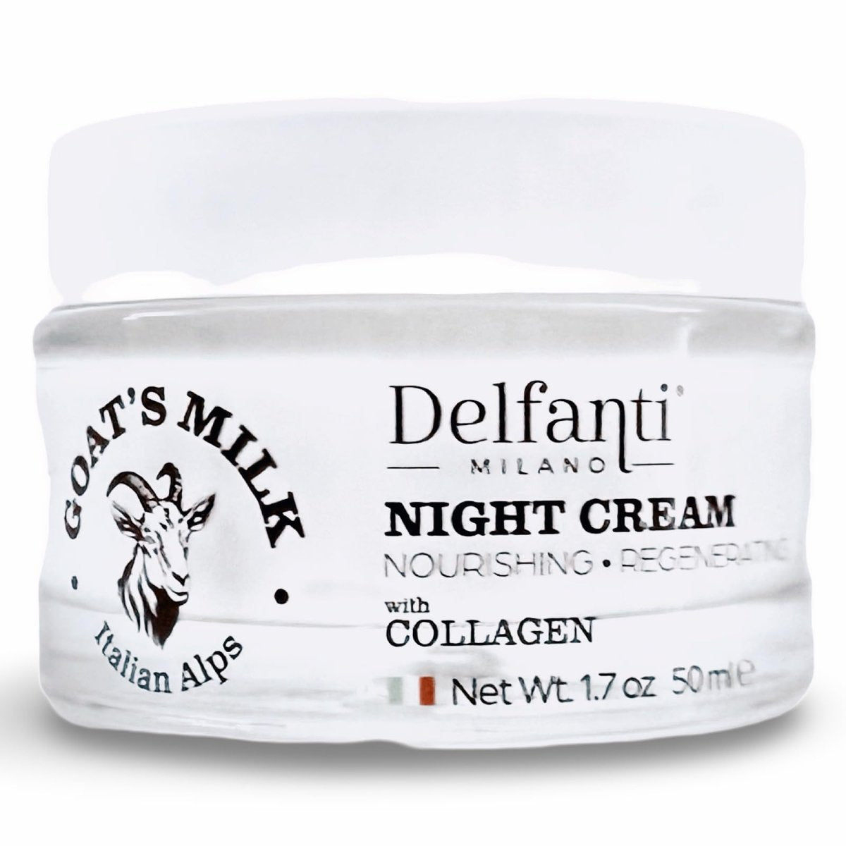 Delfanti-Milano Goat's Milk with Collagen Nourishing and Regenerating Night Cream – Face and Neck Moisturizer – Made in Italy Avelisse