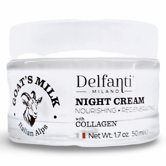 Delfanti-Milano Goat's Milk with Collagen Nourishing and Regenerating Night Cream – Face and Neck Moisturizer – Made in Italy Avelisse