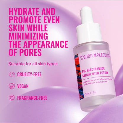 Good Molecules 5% Niacinamide Serum with Ectoin - Ultra Hydrating Pore Minimizer for Face