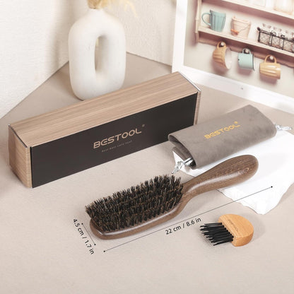 BESTOOL Boar Bristle Hair Brush for Women, Men & Kids – Smoothing, Detangling, Shine & Texture – Also Great as Beard Brush Avelisse