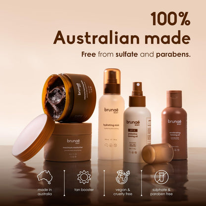 BRUNAE BODY® Maximum Tanning Moisturizer - Pre-Tan Preparation Lotion for Darker & Faster Tan - Hydrating Body Lotion with Jojoba, Avocado & Tamanu Oil - Vegan & Aussie Made Avelisse