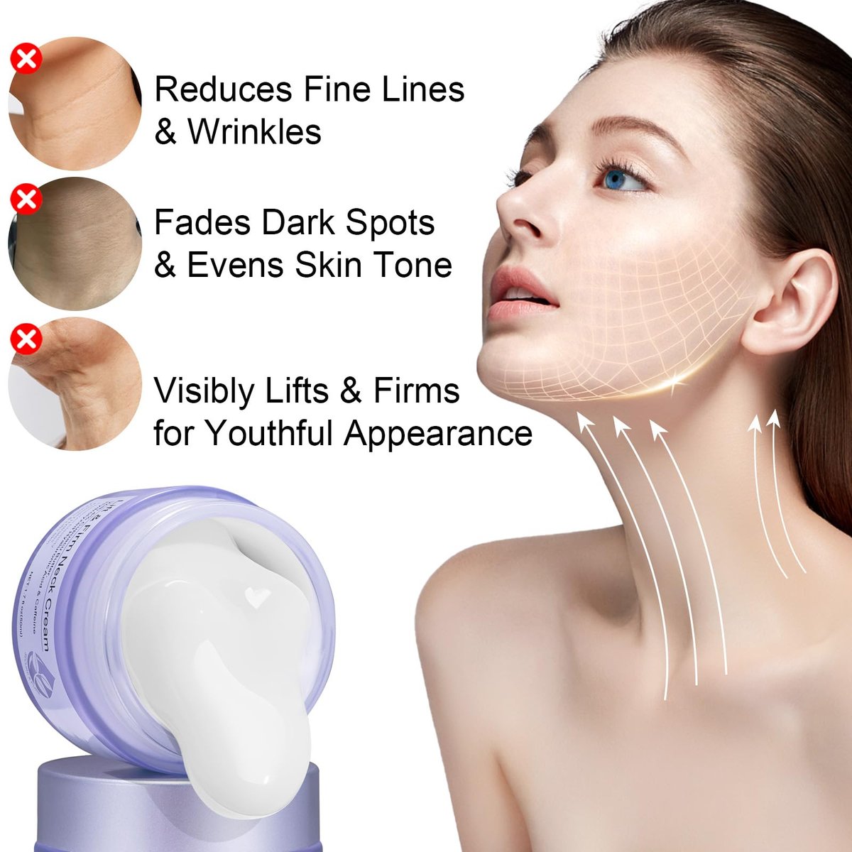 Anti-Aging Neck Cream for Tightening and Firming – WHLH & WELL-BEING Neck Cream for Wrinkles and Sagging Skin, 1.7 Fl Oz - görsel 3