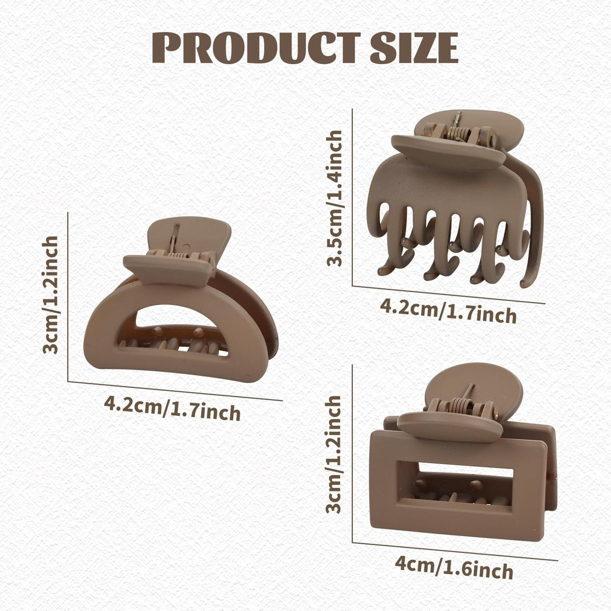 Dizila 15-Piece Neutral Color Matte Plastic Hair Claws – Strong Hold Hair Clips & Barrettes for Women, Girls & Teens - görsel 3