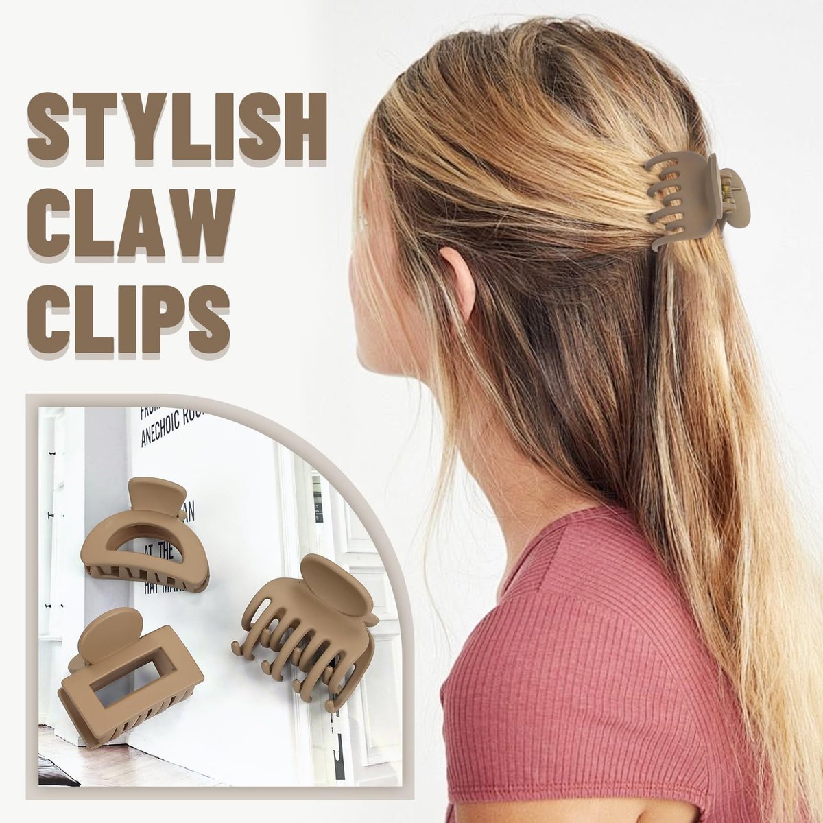 Dizila 15-Piece Neutral Color Matte Plastic Hair Claws – Strong Hold Hair Clips & Barrettes for Women, Girls & Teens - görsel 9