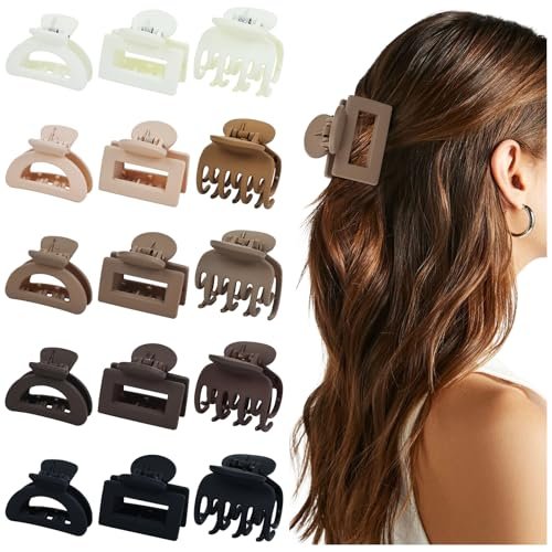 Dizila 15-Piece Neutral Color Matte Plastic Hair Claws – Strong Hold Hair Clips & Barrettes for Women, Girls & Teens - görsel 2