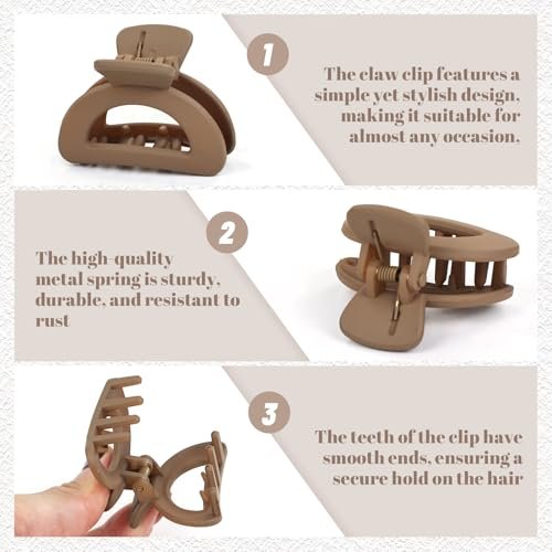Dizila 15-Piece Neutral Color Matte Plastic Hair Claws – Strong Hold Hair Clips & Barrettes for Women, Girls & Teens - görsel 6