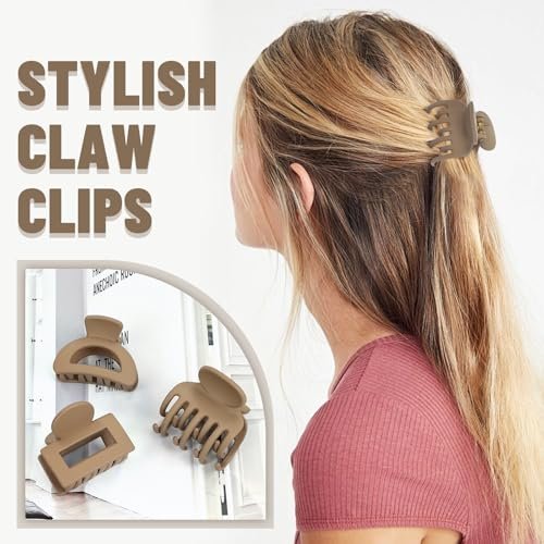 Dizila 15-Piece Neutral Color Matte Plastic Hair Claws – Strong Hold Hair Clips & Barrettes for Women, Girls & Teens - görsel 10