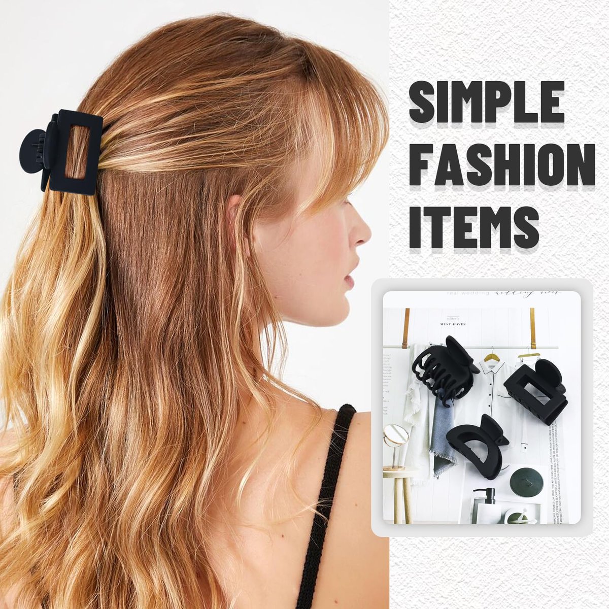 Dizila 15-Piece Neutral Color Matte Plastic Hair Claws – Strong Hold Hair Clips & Barrettes for Women, Girls & Teens - görsel 11