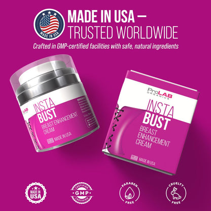 ProLab Organics InstaBust Breast Enhancement Cream – Natural Bust Firming & Lifting Formula for Fuller, Rounder Breasts Avelisse