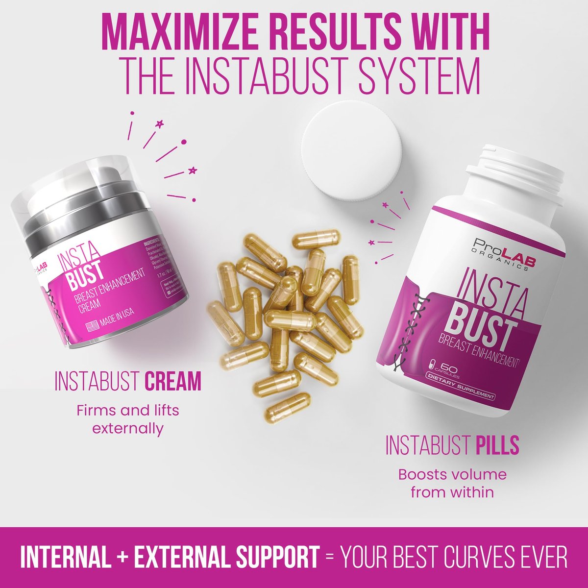 ProLab Organics InstaBust Breast Enhancement Cream – Natural Bust Firming & Lifting Formula for Fuller, Rounder Breasts Avelisse