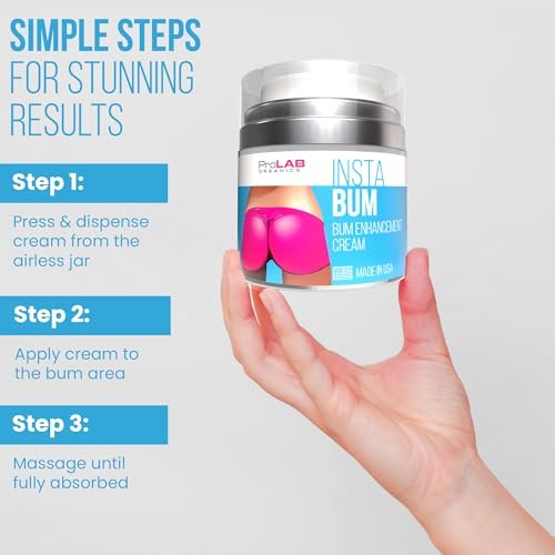 ProLab Organics InstaBum Butt Enhancement Cream – Brazilian Booty Growth Cream for a Bigger, Rounder, Perkier Bum with Voluplus, Maca, Wild Yam, and Gotu Kola – 1.7 Fl Oz Avelisse