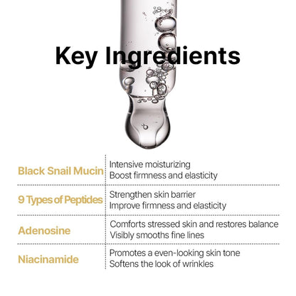 FARMSTAY Black Snail & Peptide 9 Perfect Cream - Snail Mucin Moisturizer for Glowing, Elastic Skin - Anti-Aging & Barrier Repair - 1.85 Fl Oz Avelisse