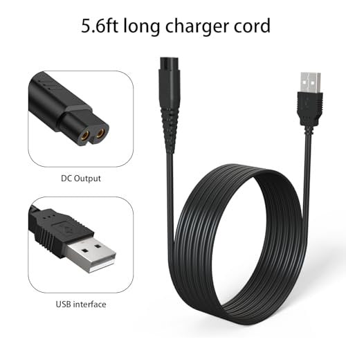 BOEEA USB Charging Cable Cord for oneisall Low Noise Dog Clippers Model RFC-676 - Replacement Charger for Rechargeable Pet Shaver Avelisse