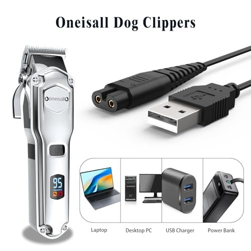 BOEEA USB Charging Cable Cord for oneisall Low Noise Dog Clippers Model RFC-676 - Replacement Charger for Rechargeable Pet Shaver Avelisse