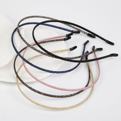 WOVOWOVO 4mm Thin Headbands for Women - 6 Pack Plastic Skinny Headbands, Shiny Sparkly Hair Accessories for Girls Teens