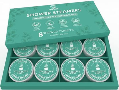 Shower Steamers Aromatherapy Basket Set for Mom – 8-Pack Eucalyptus & Mint Essential Oil Shower Bombs for Relaxation & Self Care