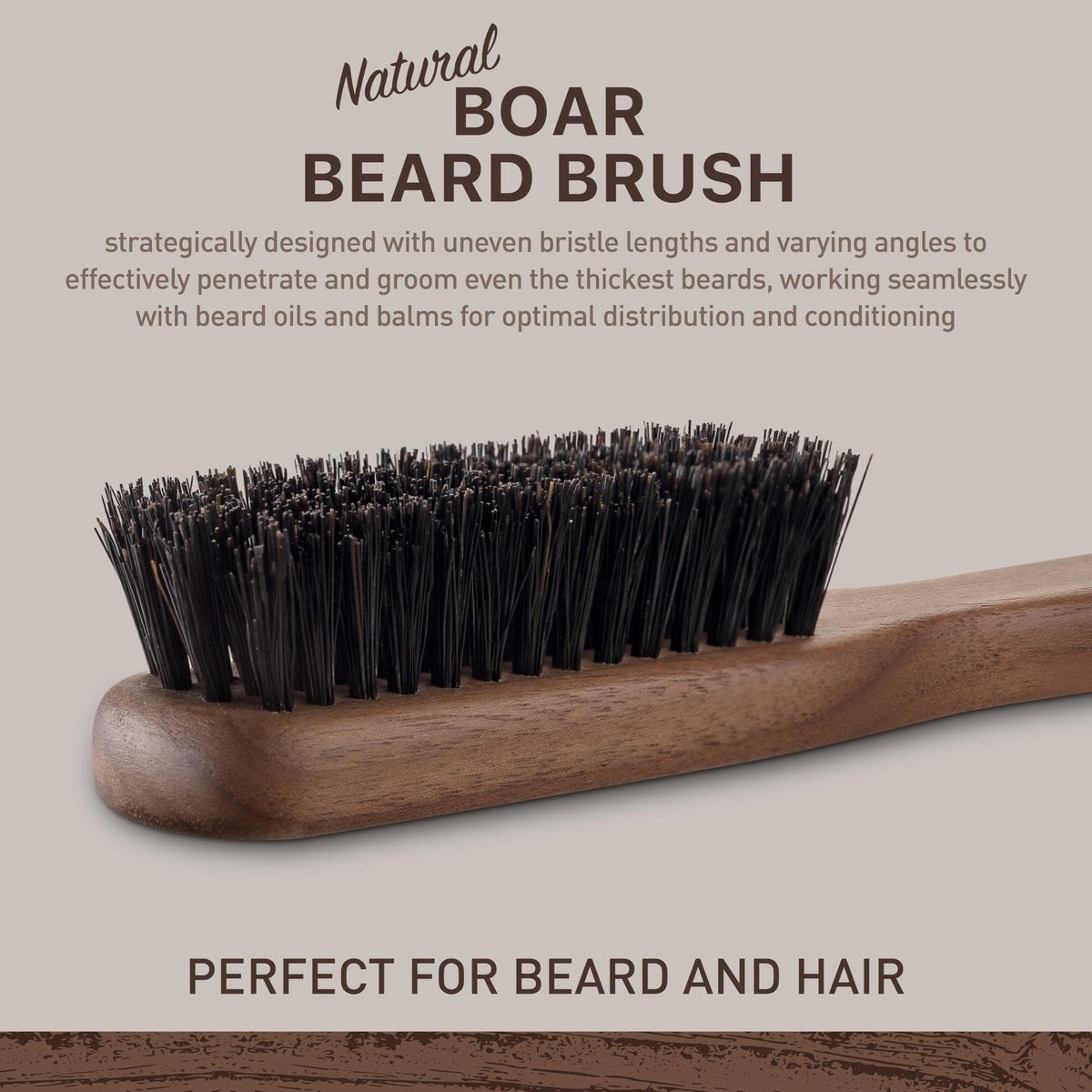 Beard Brush for Men - Stiff Boar Bristles for Beard Growth & Straightening - Exfoliates Skin, Reduces Itch - Premium Walnut Wood Handle - görsel 5