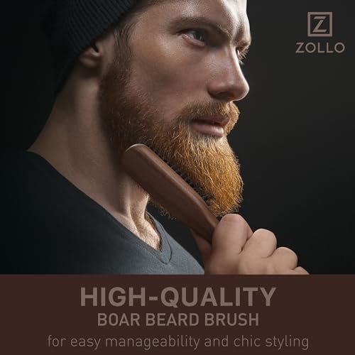 Beard Brush for Men - Stiff Boar Bristles for Beard Growth & Straightening - Exfoliates Skin, Reduces Itch - Premium Walnut Wood Handle - görsel 12