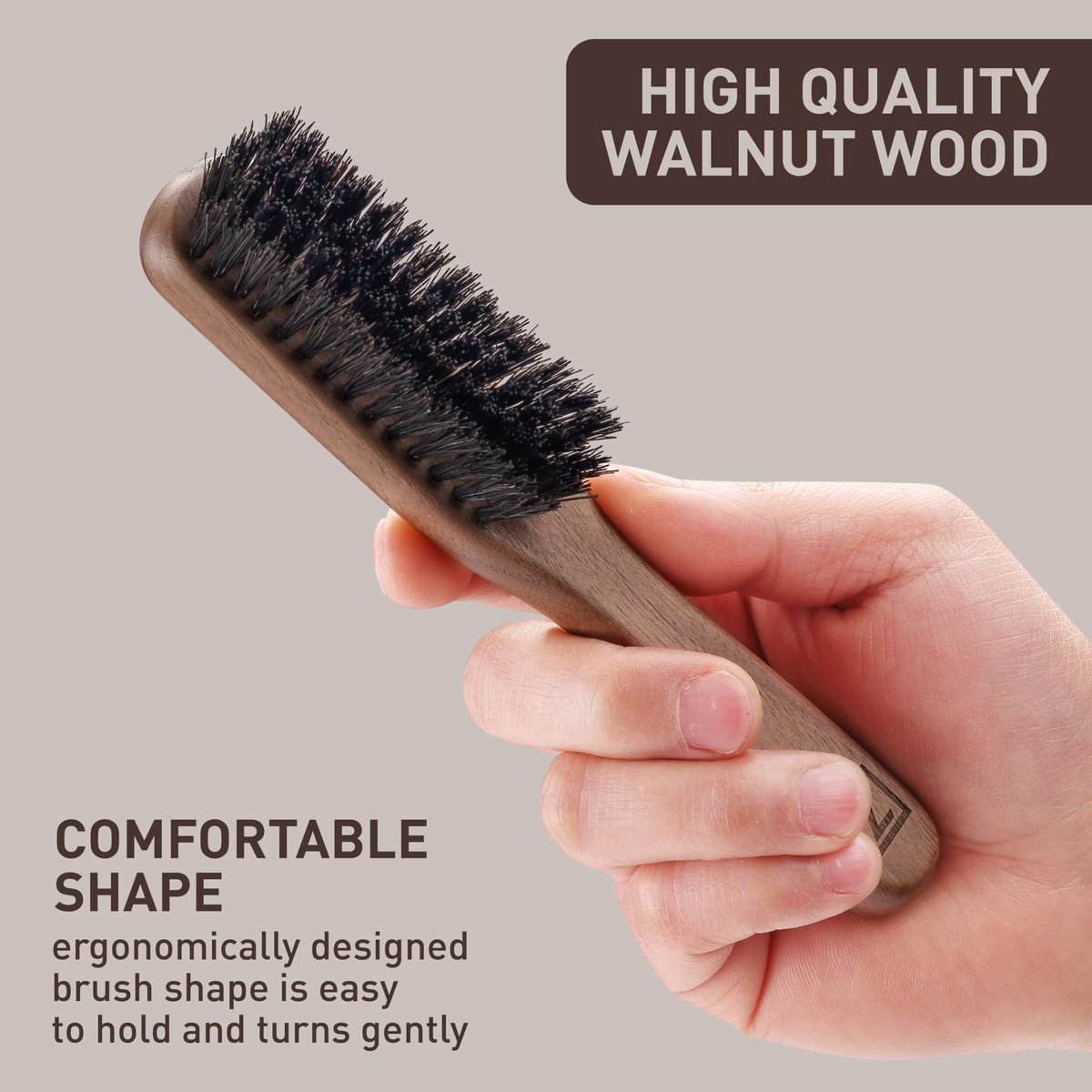 Beard Brush for Men - Stiff Boar Bristles for Beard Growth & Straightening - Exfoliates Skin, Reduces Itch - Premium Walnut Wood Handle - görsel 9