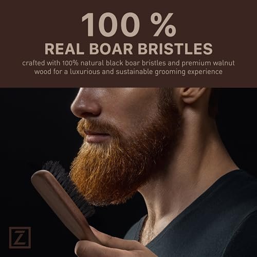 Beard Brush for Men - Stiff Boar Bristles for Beard Growth & Straightening - Exfoliates Skin, Reduces Itch - Premium Walnut Wood Handle - görsel 4