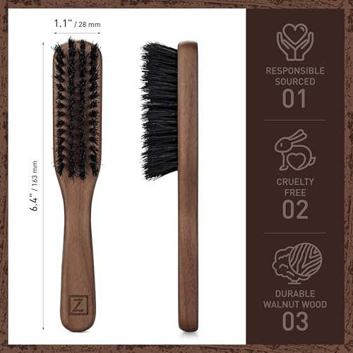 Beard Brush for Men - Stiff Boar Bristles for Beard Growth & Straightening - Exfoliates Skin, Reduces Itch - Premium Walnut Wood Handle - görsel 8