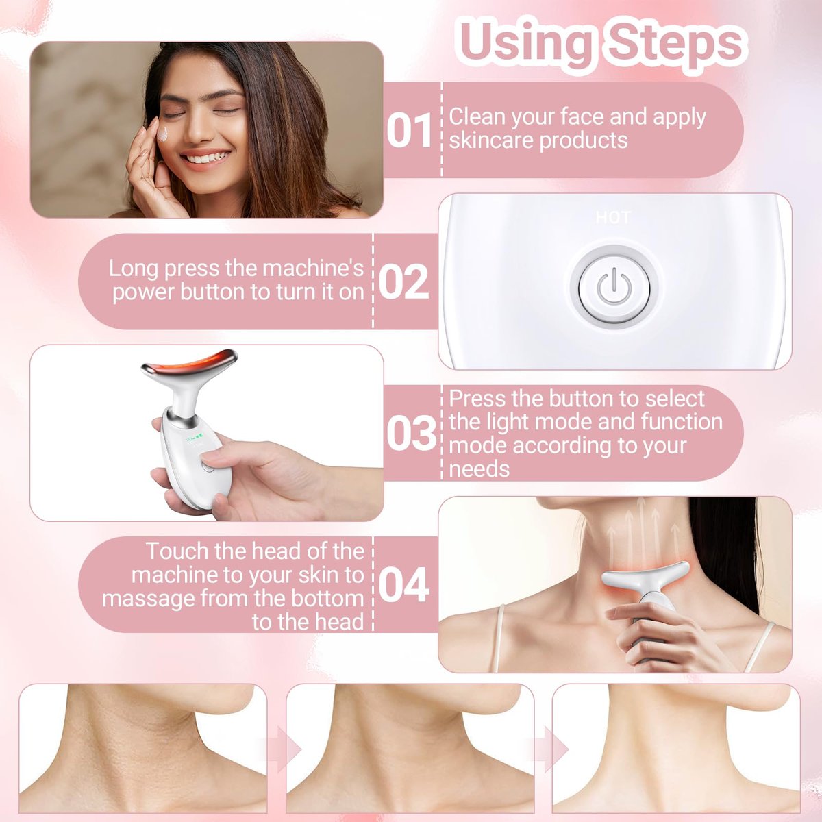 Neck Facial Massager by GroTawel – Lightweight Face & Neck Massager for Skin Care, Multifunctional Vibration Tool for Home Use Avelisse