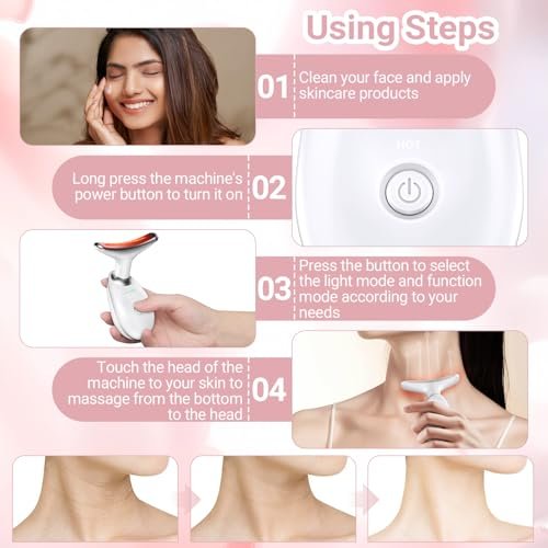 Neck Facial Massager by GroTawel – Lightweight Face & Neck Massager for Skin Care, Multifunctional Vibration Tool for Home Use Avelisse