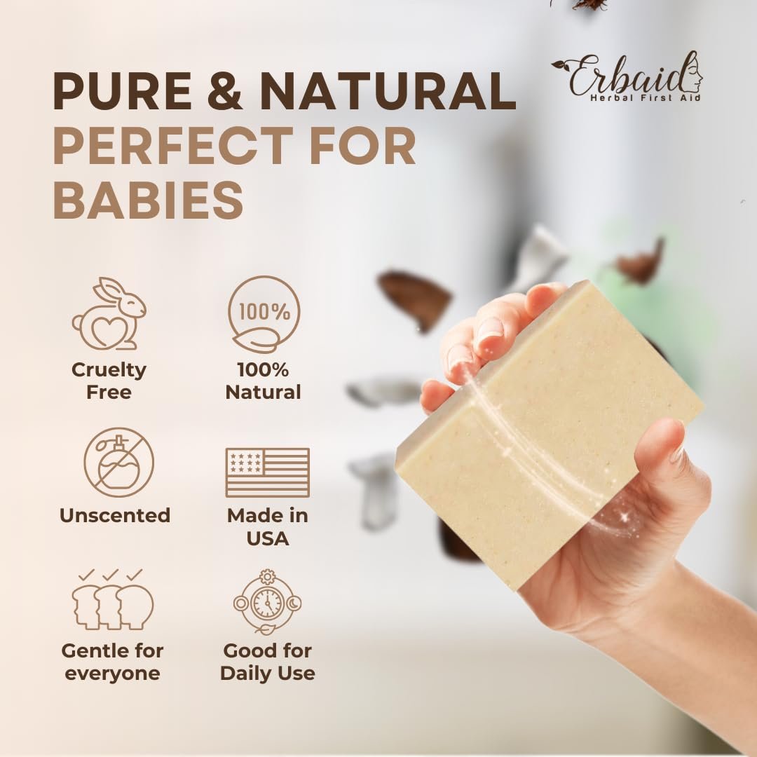 Oatmeal & Honey Goat Milk Soap Bar – Unscented Natural Face & Body Wash for Eczema, Psoriasis, Dry, Itchy, Sensitive Skin – Handcrafted in USA (5 oz, 2-Pack) - görsel 7