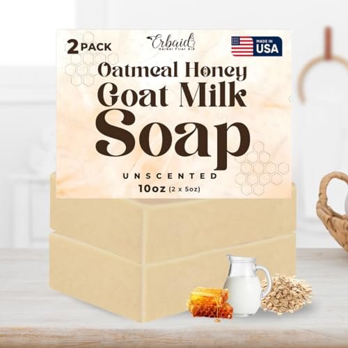 Oatmeal & Honey Goat Milk Soap Bar – Unscented Natural Face & Body Wash for Eczema, Psoriasis, Dry, Itchy, Sensitive Skin – Handcrafted in USA (5 oz, 2-Pack) - görsel 16