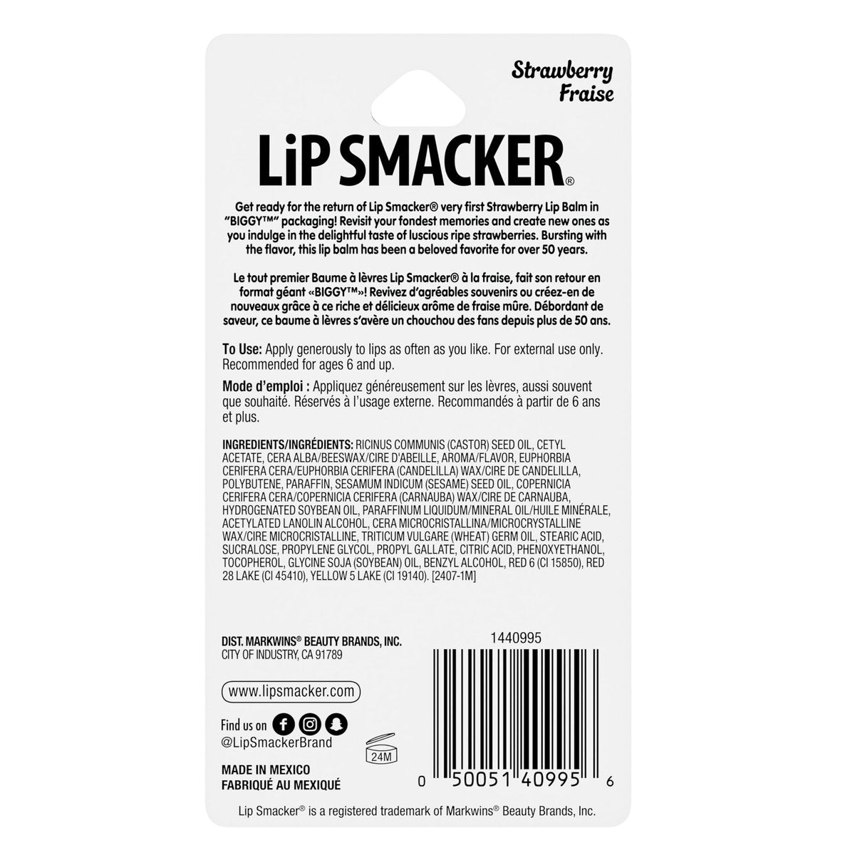Lip Smacker Biggy Lip Balm - Strawberry: Nostalgic Ultra-Moisturizing Glossy Balm - görsel 7