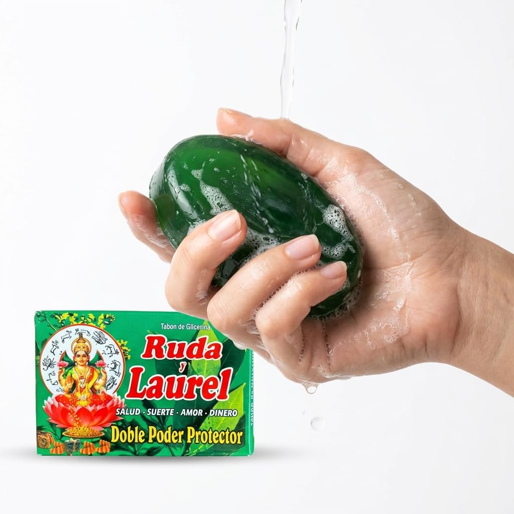 Rue Soap Bar Infused with Bayleaf - Spiritual Bath Soap for Wealth, Good Luck, Love, Money & Happiness - görsel 3