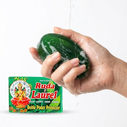 Rue Soap Bar Infused with Bayleaf - Spiritual Bath Soap for Wealth, Good Luck, Love, Money & Happiness