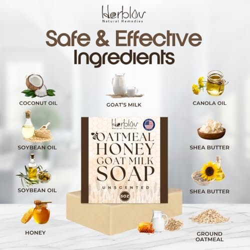 Natural Oatmeal & Honey Goat Milk Soap Bar – Unscented Face & Body Wash for Eczema, Psoriasis, Dry, Itchy, Sensitive Skin – Handcrafted in USA - görsel 10