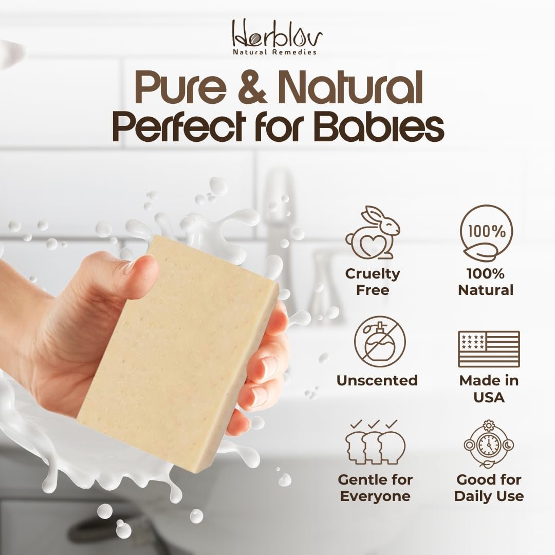 Natural Oatmeal & Honey Goat Milk Soap Bar – Unscented Face & Body Wash for Eczema, Psoriasis, Dry, Itchy, Sensitive Skin – Handcrafted in USA - görsel 7