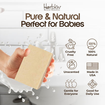 Natural Oatmeal & Honey Goat Milk Soap Bar – Unscented Face & Body Wash for Eczema, Psoriasis, Dry, Itchy, Sensitive Skin – Handcrafted in USA