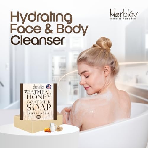 Natural Oatmeal & Honey Goat Milk Soap Bar – Unscented Face & Body Wash for Eczema, Psoriasis, Dry, Itchy, Sensitive Skin – Handcrafted in USA - görsel 14