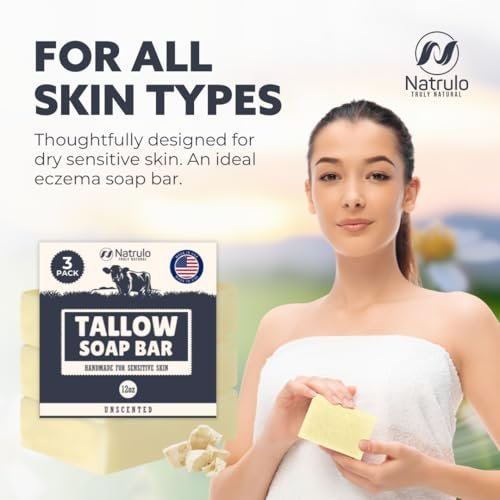 Beef Tallow Soap Bar – All Natural Grass Fed Tallow Soap Unscented – Moisturizing Face & Body Wash Great for Eczema, Dry, Itchy, Sensitive Skin – Handcrafted Bath Soap for Adults, Kids, Made in USA - görsel 8