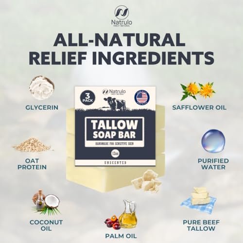 Beef Tallow Soap Bar – All Natural Grass Fed Tallow Soap Unscented – Moisturizing Face & Body Wash Great for Eczema, Dry, Itchy, Sensitive Skin – Handcrafted Bath Soap for Adults, Kids, Made in USA - görsel 12